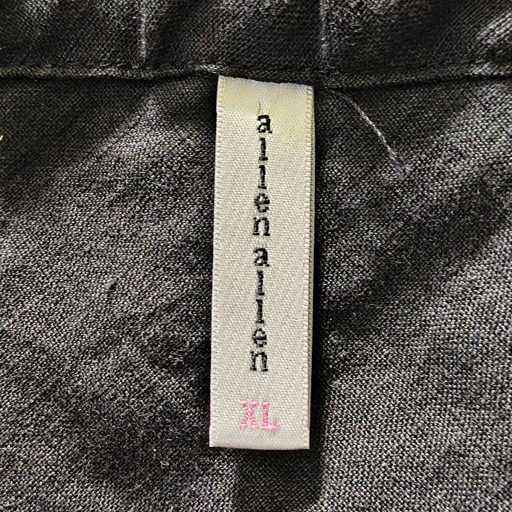 Vtg.Allen Allen Black Tiered 100% Linen Waist Tie Skirt Black XL Minimalist Y2K - Picture 10 of 10